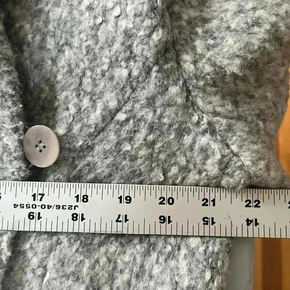 ZAC POSEN Wool Gray Open Blanket Cape Coat Pockets Minimalist Timeless Capsule|S - Picture 12 of 14